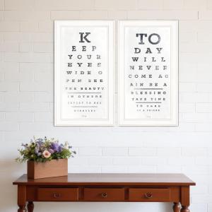 Set of Two Eye Charts - Stylish White Framed Print Wall Art to Elevate Your Home Decor Today! 100% Original