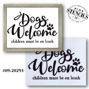 Dogs Welcome Children Must Be On a Leash Stencil Clearance Big Discount