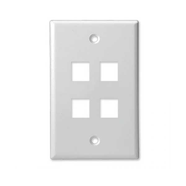 Wavenet FP04PWH-4 4-Port Single Gang Keystone Wallplate - White Free Shipping Limited Edition