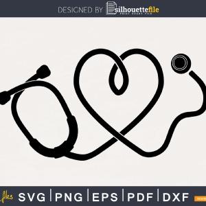 Stethoscope Heart  Nurse doctor cricut cutting silhouette digital files For Sale Cheap Online