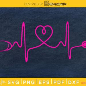 Heartbeat Stethoscope Heart Nurse Doctor digital cricut cut svg files Discount Store