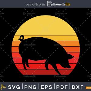 Pig Retro vintage Style cricut cut svg png silhouette cutting files Pictures Online