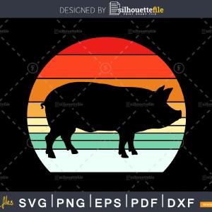 Pig Retro vintage colors Style cut svg png design cutting files Cheapest Pice
