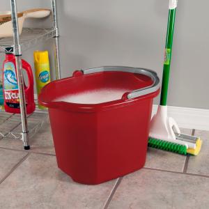 Sterilite Dual Spout Pail with Handle, Classic Red, 16 Quart Outlet Locations