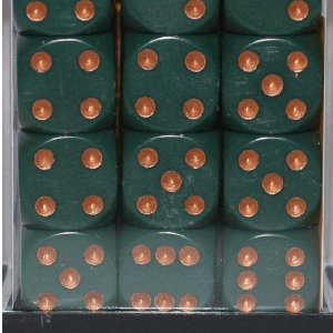 Opaque 12mm D6 støvet grøn m/kobber terninger (25815) (Chessex) Cheapest Sale Online