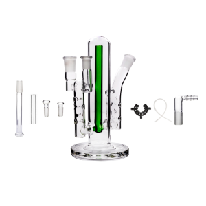 8 in 1 14mm 10mm Double Dual Ports Cooling Dimpled Dry Water Pipe Bubbler Glass Sale Manchester