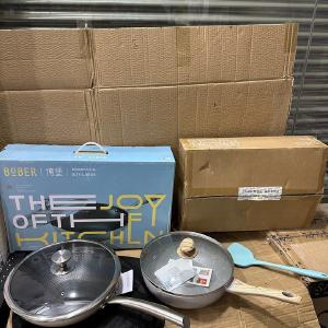 LOT IMPORTED BOBER HIGHLY QUALITY STAINLES STELL LESSER PRINTING    GRANITE FRY PAN Great Deals Cheap Pice