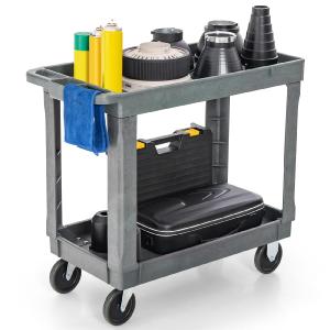 Goplus Service Utility Cart, 2-Tier Heavy-Duty PP Rolling Cart with 550 LBS Capacity, 2 Universal Wheels Cheap With Paypal