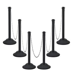 6PCS Plastic Stanchion Set, Crowd Control Safety Barriers with 60" Link Chain For Sale