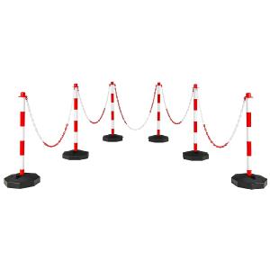 Goplus 6 Pack Delineator Post Cone, Traffic Cones Safety Barrier with Octagonal Fillable Base & 5FT Link Chains Latest Collections