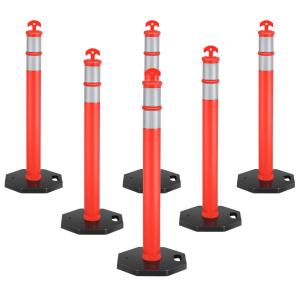 45" Delineator Post Cone, 6 Pack Traffic Cone Safety Barrier with 4" Reflective Collars Order Online