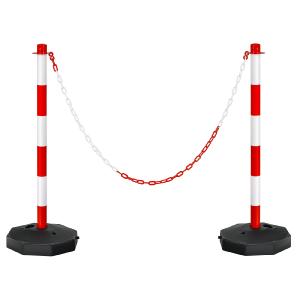 Goplus 2 Pack Delineator Post Cone, Traffic Cones Safety Barrier with Octagonal Fillable Base & 5FT Link Chains (2PCS, White Red) Discount Low Cost
