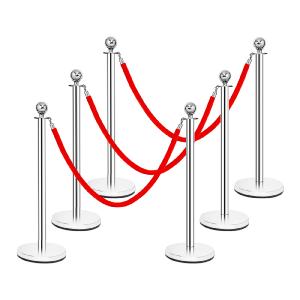 Goplus 6Pcs Stanchion Set, Round Top Polished Stainless Stanchions Posts Queue Pole Visit Online