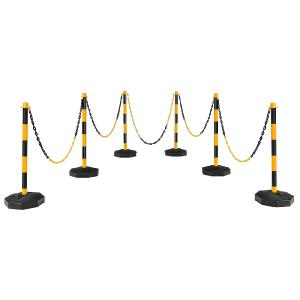 Goplus 6 Pack Delineator Post Cone, Traffic Cones Safety Barrier with Octagonal Fillable Base & 5FT Link Chains (6PCS, Black Yellow) Cheap Sale Manchester