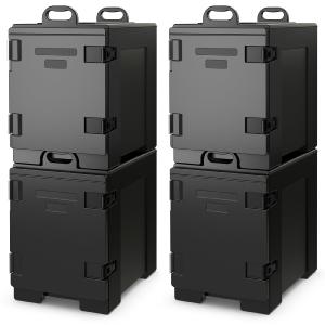 Goplus Insulated Food Pan Carrier, 82 Qt LLDPE Hot Box w/5 Full-Size Food Pans, Double Buckles Marketable