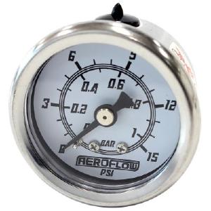 AeroFlow=1-1/2" 15 psi Pressure Gauge White Face Black Pointer 1/8" NPT Male Thread 2025 Newest Sale Online
