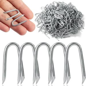 Bates- Fence Staples, 200 pcs, 1", Galvanized Steel Fencing Staples, U Shaped Nails for Wood, U Nails for Wood Discount Cheap