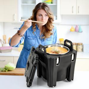 32 QT 便携式保温食品架，带不锈钢桶，适用于餐饮野营-黑色 32 QT Portable Insulated Food Carrier with Stainless Steel Barrel for Catering Camping-Black Free Shipping Browse