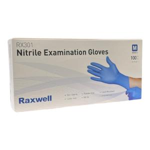 Raxwell Nitrile Examination Gloves - Medium (Box of 100) Online Sale