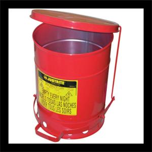 Justrite 6 gal. Galvanized Steel Oily Waste Safety Can with Foot Lever JUS09100 Justrite Mfg. Co. Authentic