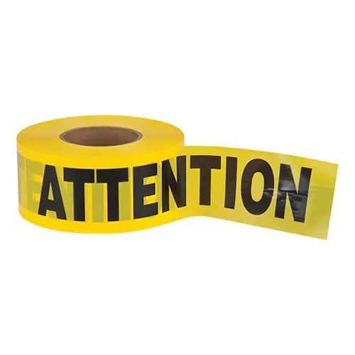 "Attention" Barricade Tape, Black on Yellow 3" x 1000'  2 mils Inexpensive Cheap Online