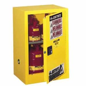 Justrite 891200 Sure-Grip EX Compac Flammable Safety Cabinet, Capacity 12 Gallons, 1 Shelf, 1 Manual Close Door, Yellow JUS891200 Justrite Mfg. Co. View For Sale