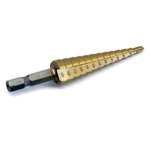 Step Drill Bit, 13 Sizes, 1/8" to 1/2", Titanium Coated High Speed Steel TIT16501 Titan Ebay Online