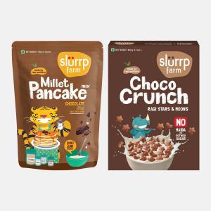 The Choco Combo: Chocolate Millet Pancakes & Choco Crunch Perfect