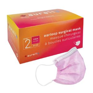 Face Masks, ASTM Level 2, Pink, 3-Ply Earloop - Box of 50 Discount Choice