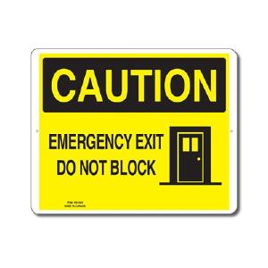 EMERGENCY EXIT DO NOT BLOCK - CAUTION SIGN Professional Online