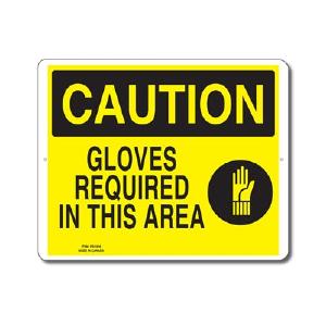 GLOVES REQUIRED IN THIS AREA - CAUTION SIGN Grey Outlet Store Online