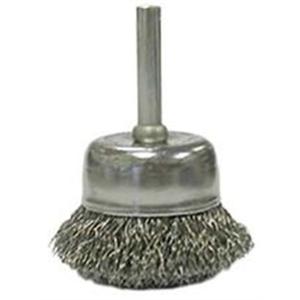 Wire Cup Brush, 2" Diameter, Coarse Crimped Wire, 1/4" Round Stem, 13,000 RPM Max WEI36029 Weiler Original Cheap Pice