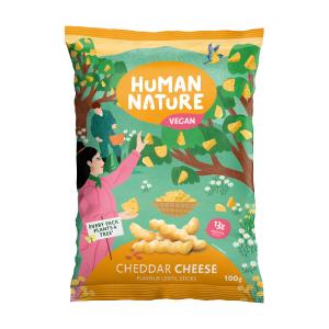 Human Nature Cheddar Cheese Flavour Lentil Sticks 100g Outlet Clearance