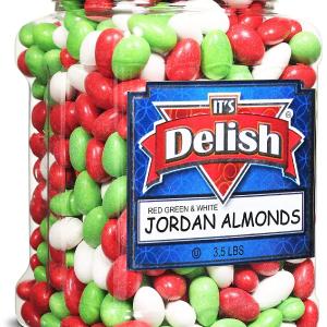 White, Red & Green Jordan Almonds, 3.5 lbs. Jumbo  Jar Cheap Sale Cheap