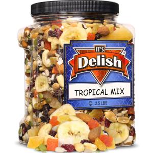 Tropical Mix – Fruit and Nut Trail Mix, 2.5 lbs Jumbo Reusable Container Jar 100% Original Online