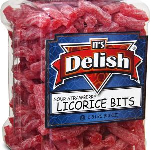 Sweet & Sour Strawberry Licorice Bits , 2.5 LBS Jumbo  Jar Outlet Online