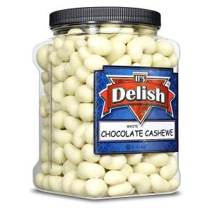 White Chocolate Covered Cashews  3 LBS Jumbo  Container Low Pice Fee Shipping Online
