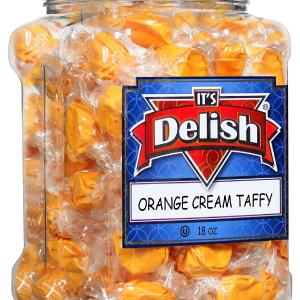 Halloween Orange Cream Taffy Chews  18 OZ  Jumbo Container Jar Free Shipping Comfortable