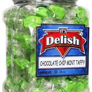 Mint Chocolate Chip Taffy Candy Chews– 18 Oz Jumbo  Jar Free Shipping Low Cost