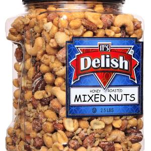 Honey Roasted Mixed Nuts, 2.5 LBS Reusable Jumbo Container High Quality For Sale