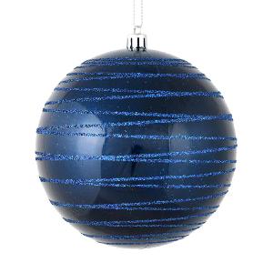 6" Midnight Blue Candy Finish Ball with Glitter Lines 3 Per Bag For Cheap Online