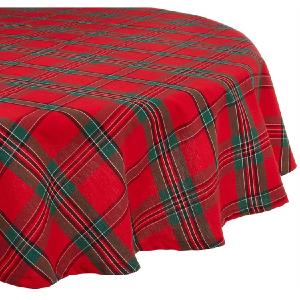 Holiday Plaid 70" Round Table Cloth Outlet 2025
