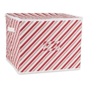 Holiday Candy Stripe Print Large Ornament Storage Box Visa Payment Cheap Pice