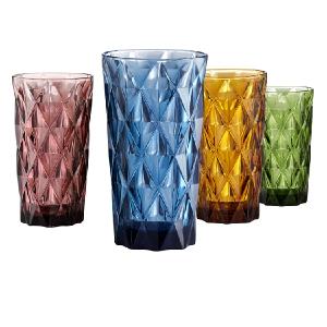Highgate 14 Oz Highball Glasses Set of 4 - Blue/Green/Purple/Amber Discount Shop Offer