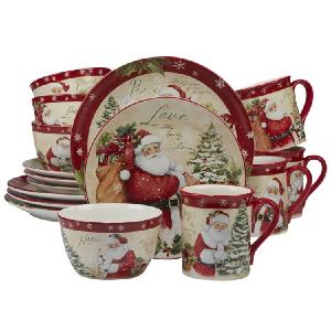 Holiday Wishes 16-Piece Dinnerware Set Fast Delivery For Sale