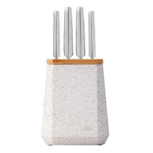 Furi Stone Knife Block Set Black and White Terrazzo 5 Piece With Mastercard Online
