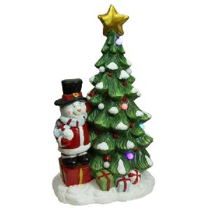23" Red and Green Pre-Lit LED Tree with Santa Snowman Musical Christmas Tabletop Decor Sale Big Discount