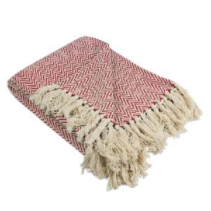 DII Tango Red Chevron Hand-Loomed 60" x 50" Throw Perfect
