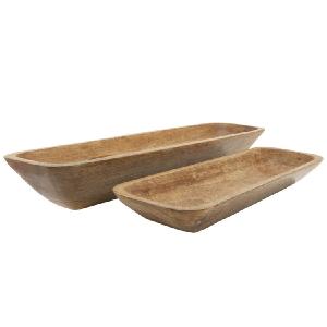 23"/30" Rectangular Wood Bowls Set of 2 - Brown Sale 2025 New