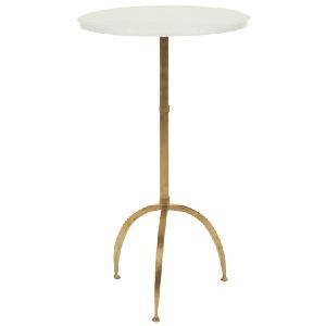 Myrna Round Top Accent Table - White/Gold Clearance Supply